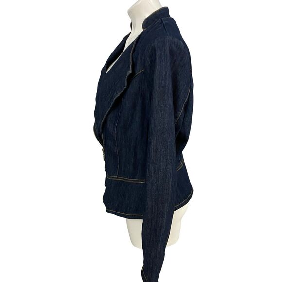 Nicki Minaj Blazer Womens 2X Denim Peplum Zip Up Jacket Work Office Casual - Picture 9 of 13